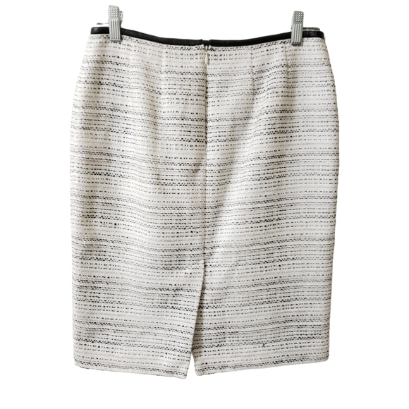 Calvin Klein Tweed Textured Marled Pattern Faux Leather Trim Pencil Skirt Size 2 - Picture 2 of 9